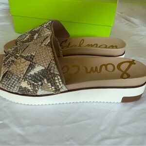 Sam Edelman Tan Snakeskin Slide Sandals